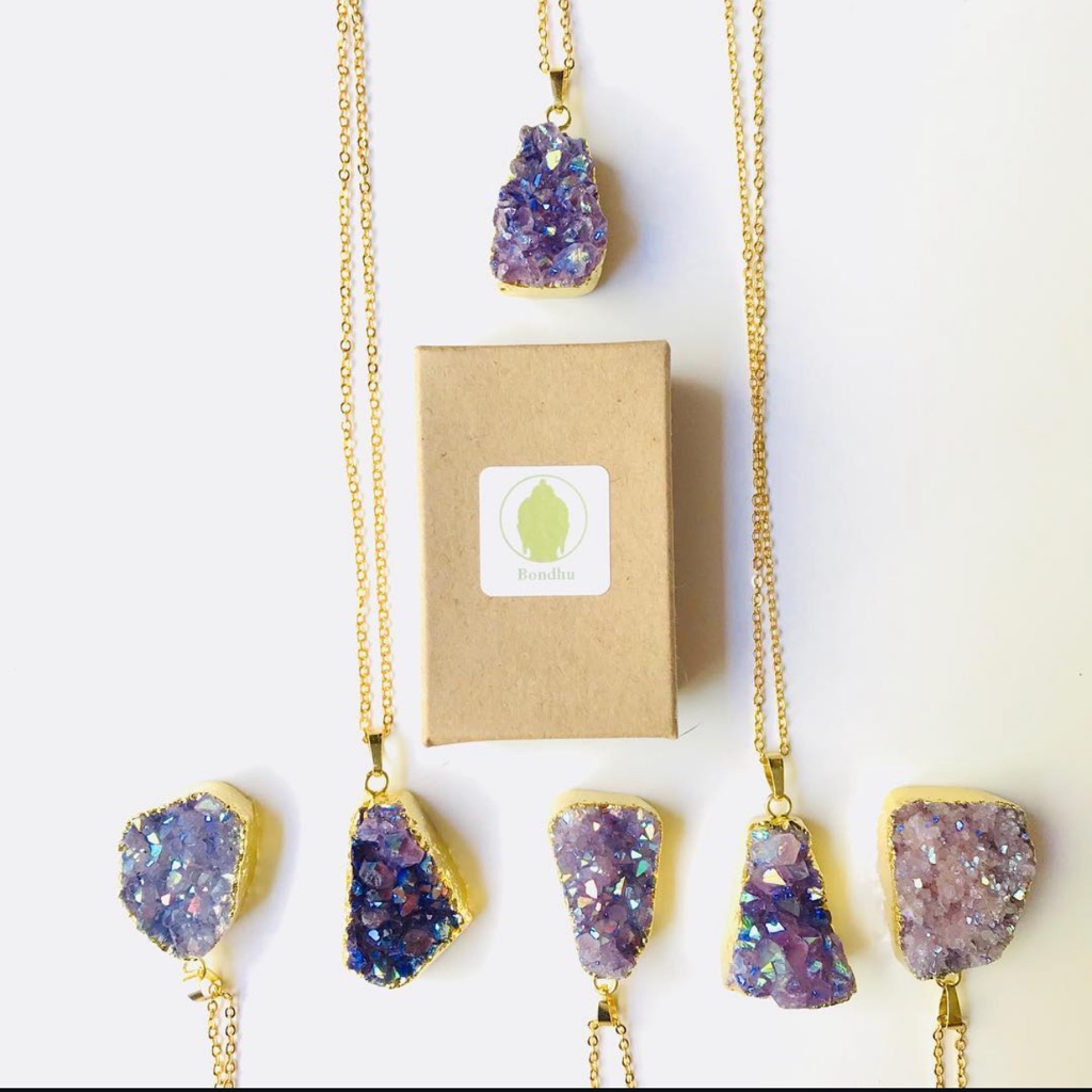 Bondhu Purple Aura Quartz Necklace